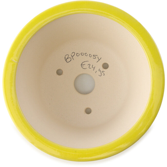 Maceta redonda para bonsái amarilla de Yixing - 135 x 135 x 65 mm