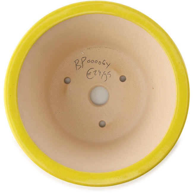 Round yellow bonsai pot by Yixing - 160 x 160 x 80 mm