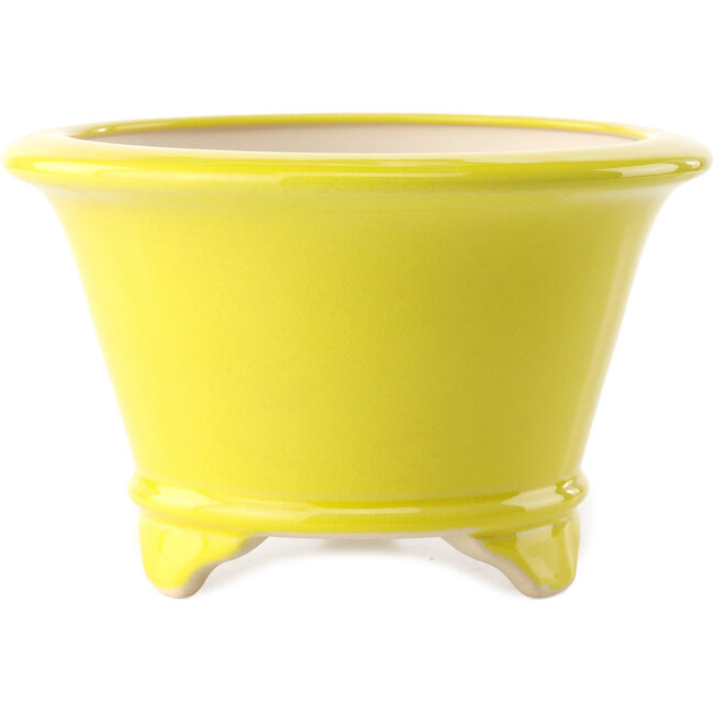 Pot à bonsaï rond jaune par Yixing - 170 x 170 x 110 mm