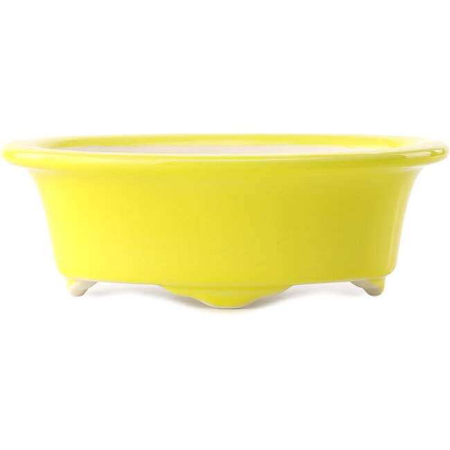 Pot à bonsaï ovale jaune par Yixing - 170 x 130 x 60 mm