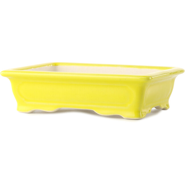 Vaso bonsai rettangolare giallo di Yixing - 180 x 125 x 60 mm