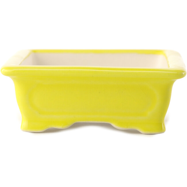Pot à bonsaï rectangulaire jaune par Yixing - 180 x 125 x 60 mm