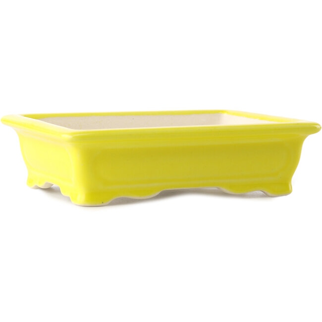 Maceta rectangular amarilla para bonsái de Yixing - 180 x 125 x 60 mm