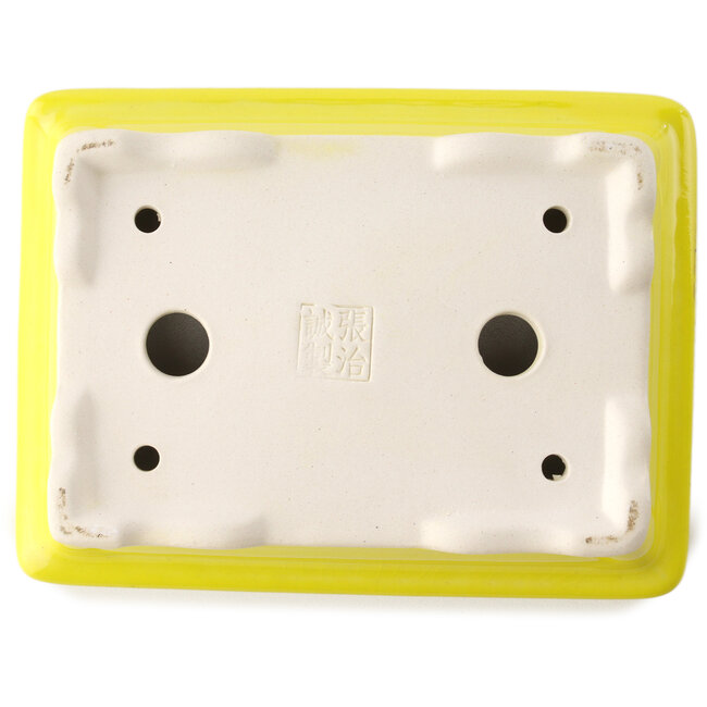Maceta rectangular amarilla para bonsái de Yixing - 180 x 125 x 60 mm