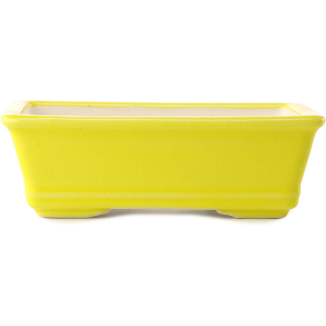Rectangular yellow bonsai pot by Yixing - 180 x 130 x 50 mm