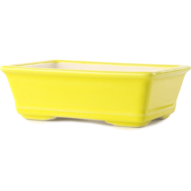 Pot à bonsaï rectangulaire jaune par Yixing - 180 x 130 x 50 mm