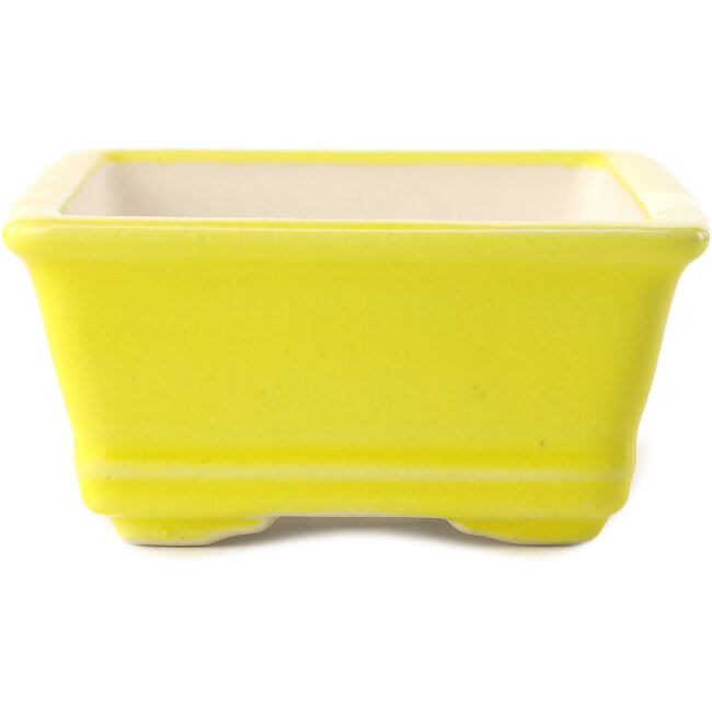 Rechthoekige gele bonsaipot van Yixing - 180 x 130 x 50 mm