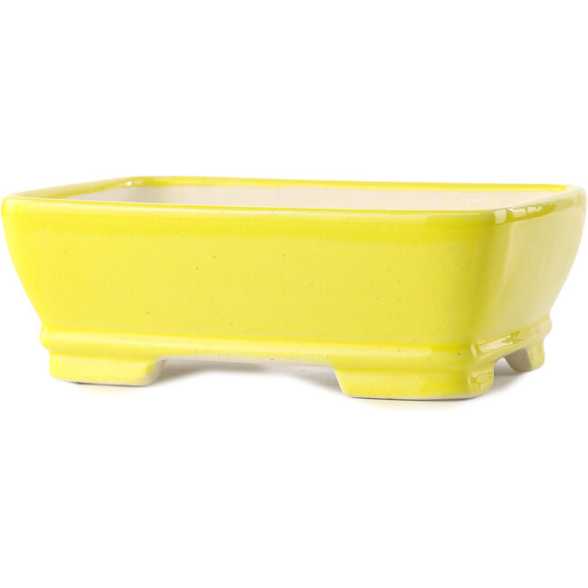 Vaso bonsai rettangolare giallo di Yixing - 180 x 140 x 60 mm