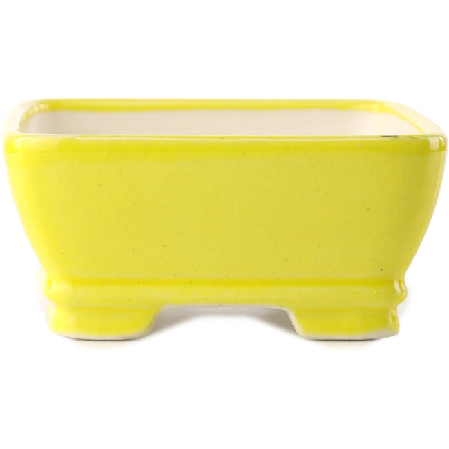 Pot à bonsaï rectangulaire jaune par Yixing - 180 x 140 x 60 mm