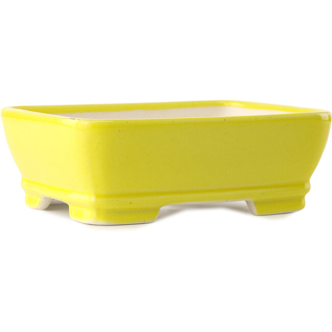 Pot à bonsaï rectangulaire jaune par Yixing - 180 x 140 x 60 mm