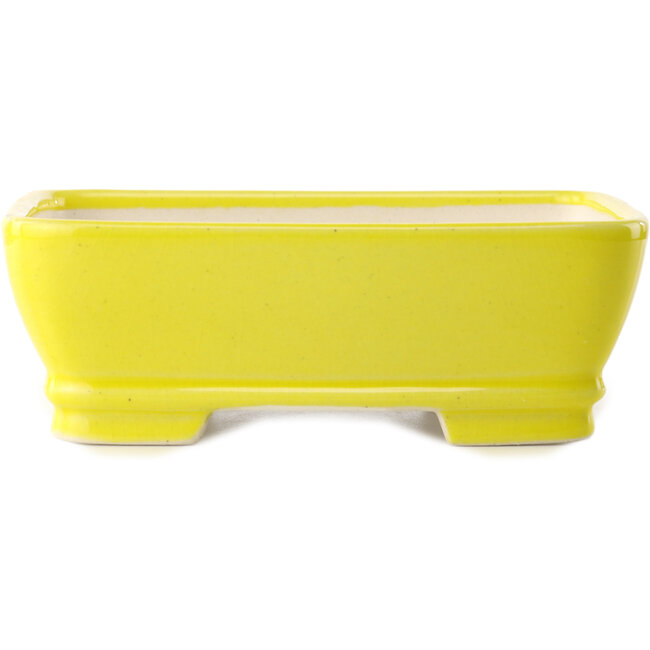 Rectangular yellow bonsai pot by Yixing - 180 x 140 x 60 mm