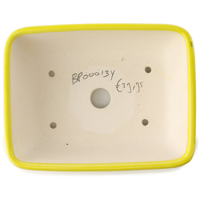 Rectangular yellow bonsai pot by Yixing - 180 x 140 x 60 mm