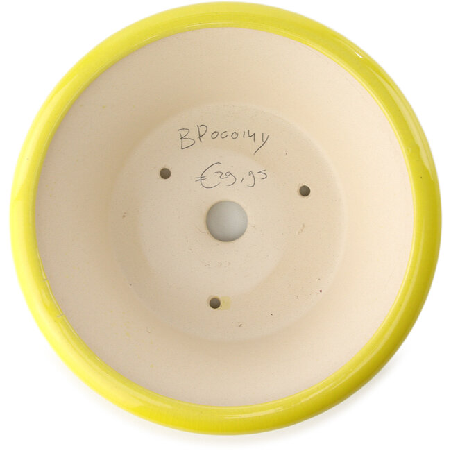 Round yellow bonsai pot by Yixing - 215 x 215 x 75 mm