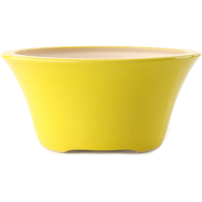 Maceta redonda para bonsái amarilla de Yixing - 200 x 200 x 95 mm