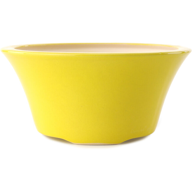 Round yellow bonsai pot by Yixing - 200 x 200 x 95 mm