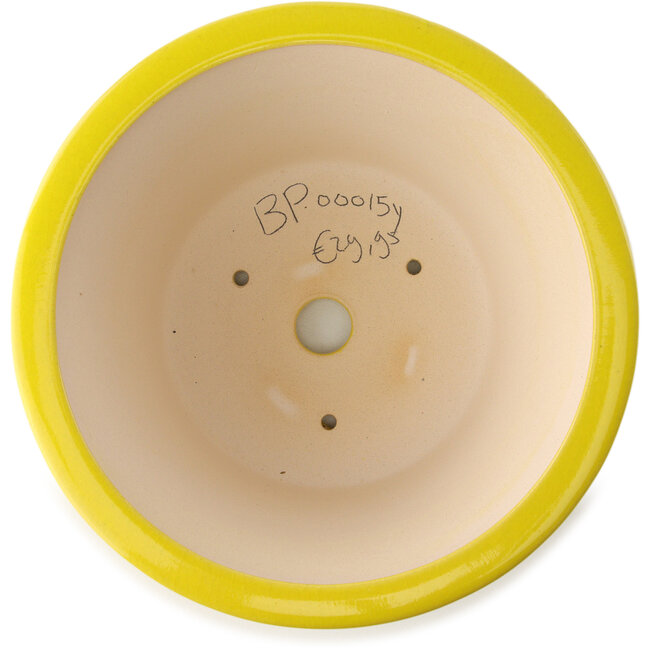 Maceta redonda para bonsái amarilla de Yixing - 200 x 200 x 95 mm