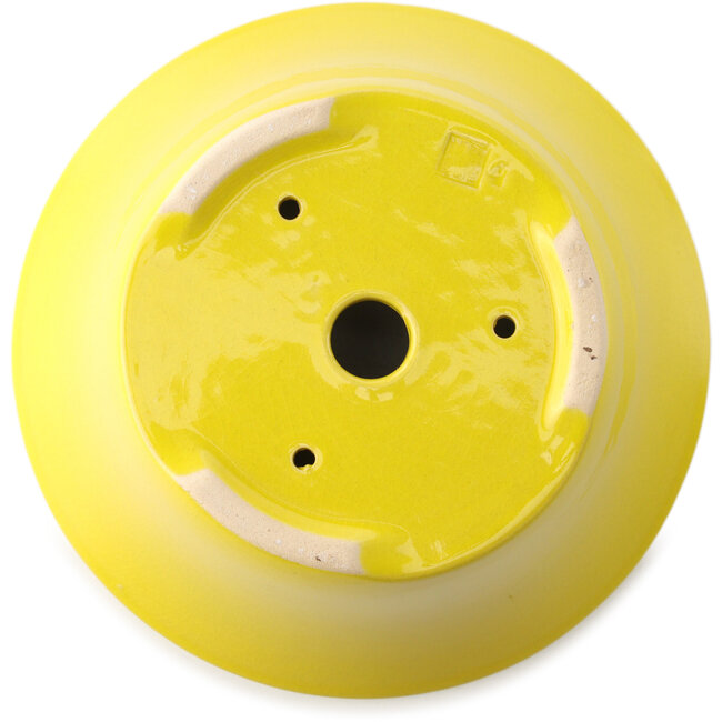 Pot à bonsaï rond jaune par Yixing - 200 x 200 x 95 mm