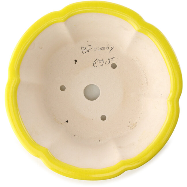 Vaso bonsai rotondo giallo di Yixing - 205 x 205 x 65 mm