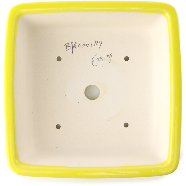 Vierkante gele bonsaipot van Yixing - 210 x 210 x 65 mm