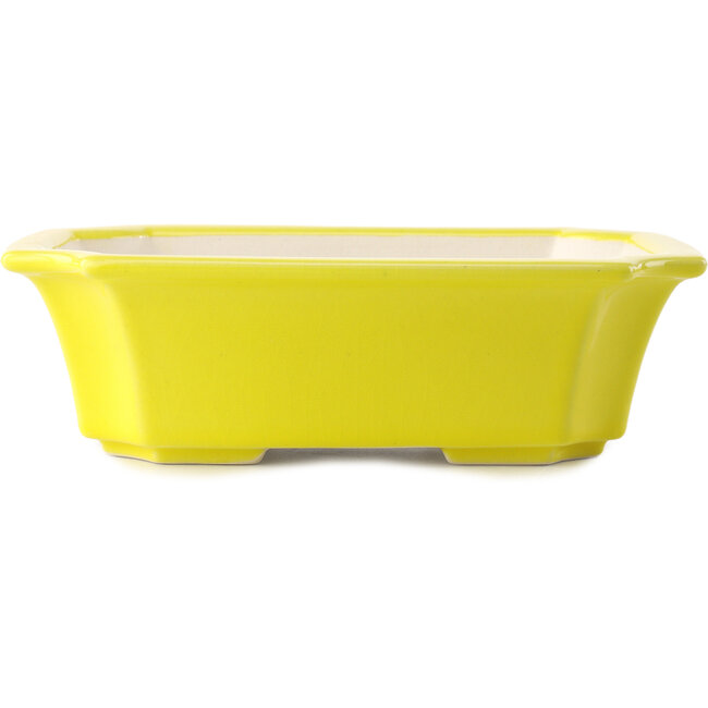 Pot à bonsaï rectangulaire jaune par Yixing - 220 x 180 x 60 mm