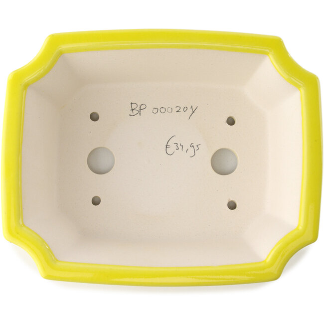 Vaso bonsai rettangolare giallo di Yixing - 220 x 180 x 60 mm