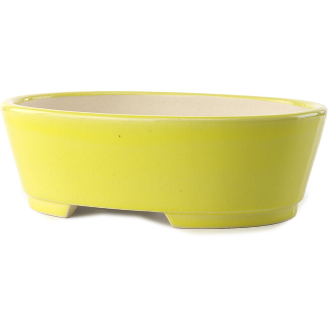 Oval yellow bonsai pot by Yixing - 235 x 185 x 75 mm