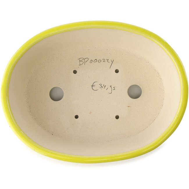 Maceta ovalada para bonsái amarilla de Yixing - 235 x 185 x 75 mm
