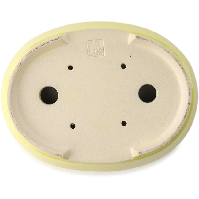 Pot à bonsaï ovale jaune par Yixing - 235 x 185 x 75 mm