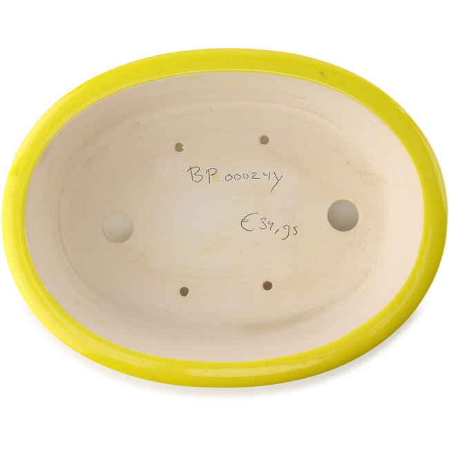 Oval yellow bonsai pot by Yixing - 270 x 200 x 80 mm