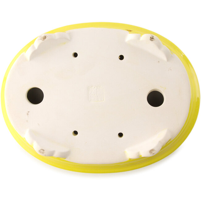 Pot à bonsaï ovale jaune par Yixing - 270 x 200 x 80 mm