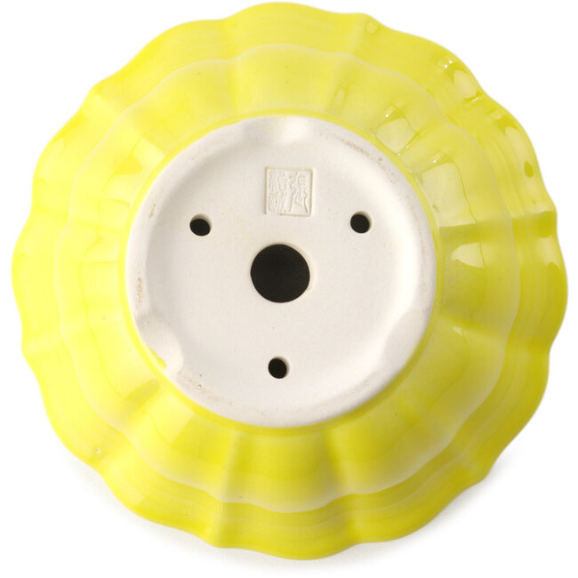 Ronde gele bonsaipot van Yixing - 135 x 135 x 65 mm