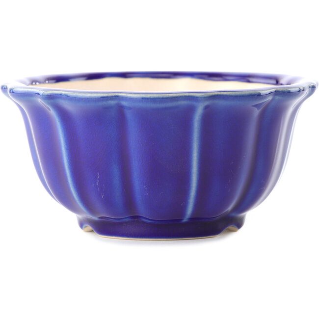 Runde dunkelblaue Bonsaischale von Yixing – 135 x 135 x 65 mm