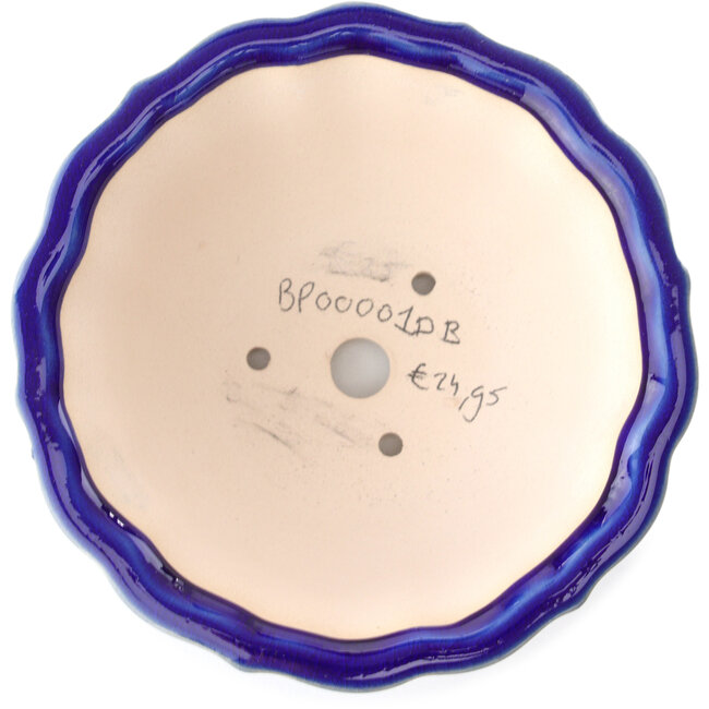 Vaso bonsai rotondo blu scuro di Yixing - 135 x 135 x 65 mm