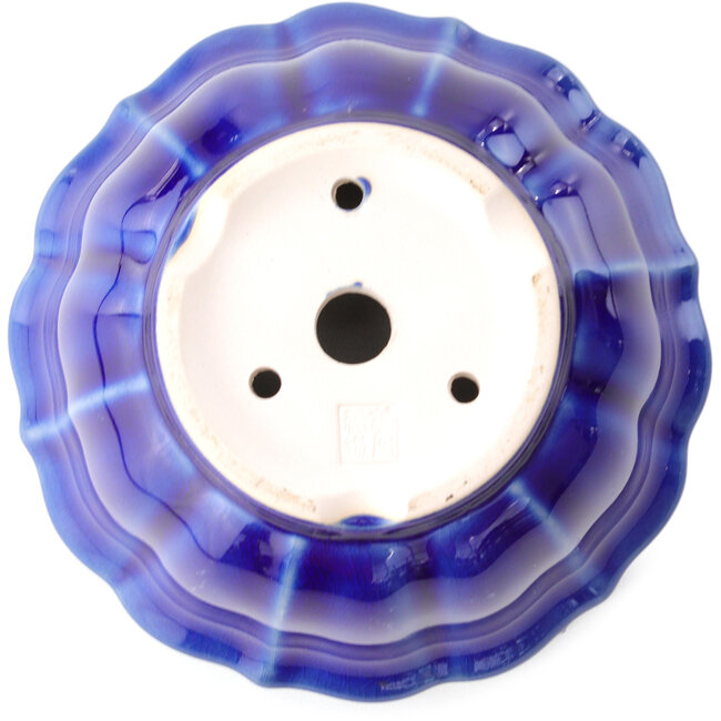 Runde dunkelblaue Bonsaischale von Yixing – 135 x 135 x 65 mm