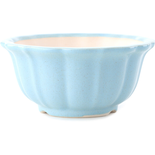 Runder hellblauer Bonsai-Topf von Yixing - 135 x 135 x 65 mm