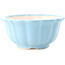 Vaso bonsai rotondo azzurro di Yixing - 135 x 135 x 65 mm