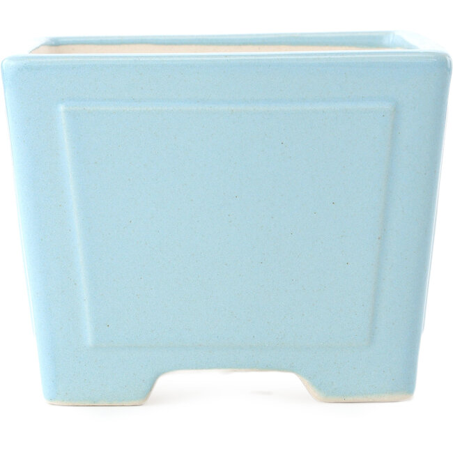 Square light blue bonsai pot by Yixing - 140 x 140 x 110 mm