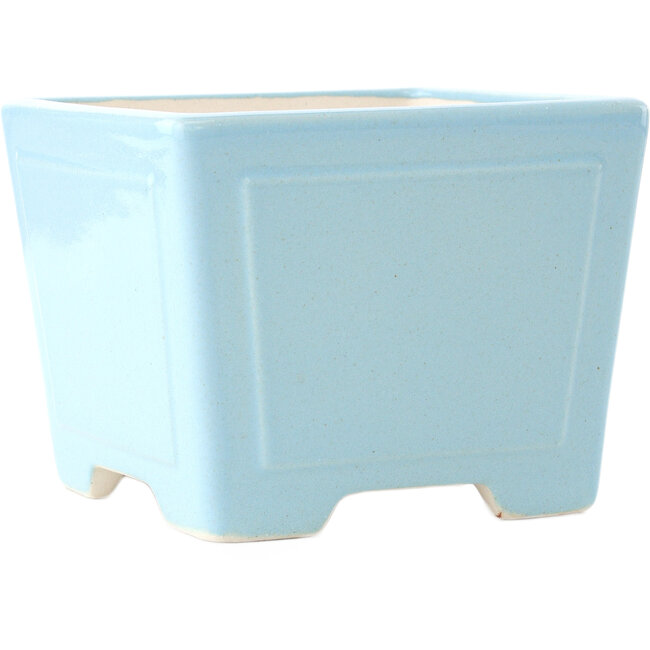 Vaso bonsai quadrato azzurro di Yixing - 140 x 140 x 110 mm
