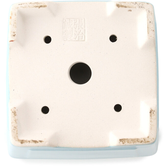 Maceta cuadrada para bonsái azul claro de Yixing - 140 x 140 x 110 mm