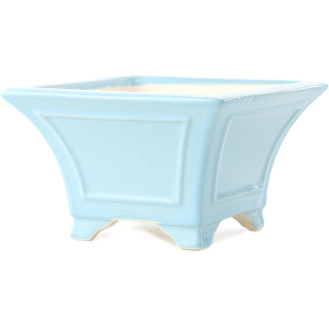 Vierkante lichtblauwe bonsaipot van Yixing - 150 x 150 x 90 mm