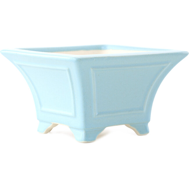 Vaso bonsai quadrato azzurro di Yixing - 150 x 150 x 90 mm