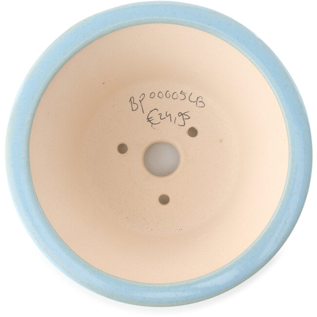 Ronde lichtblauwe bonsaipot van Yixing - 135 x 135 x 65 mm