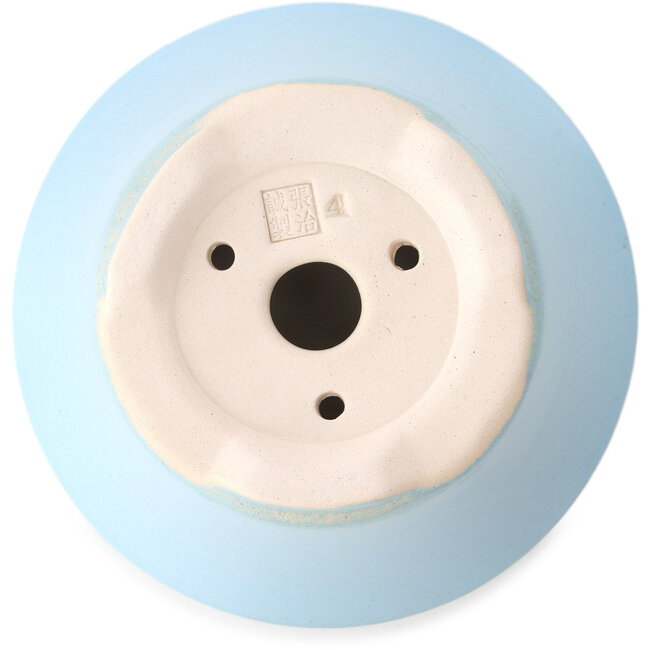 Ronde lichtblauwe bonsaipot van Yixing - 135 x 135 x 65 mm