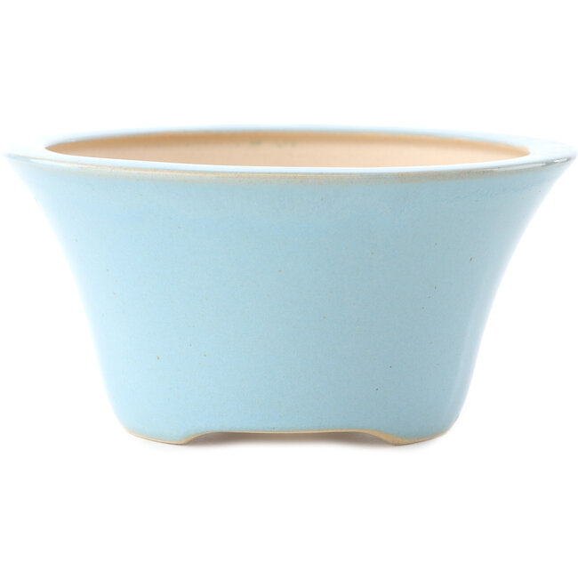 Vaso bonsai rotondo azzurro di Yixing - 160 x 160 x 80 mm