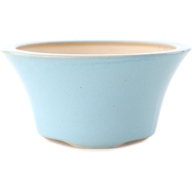 Ronde lichtblauwe bonsaipot van Yixing - 160 x 160 x 80 mm