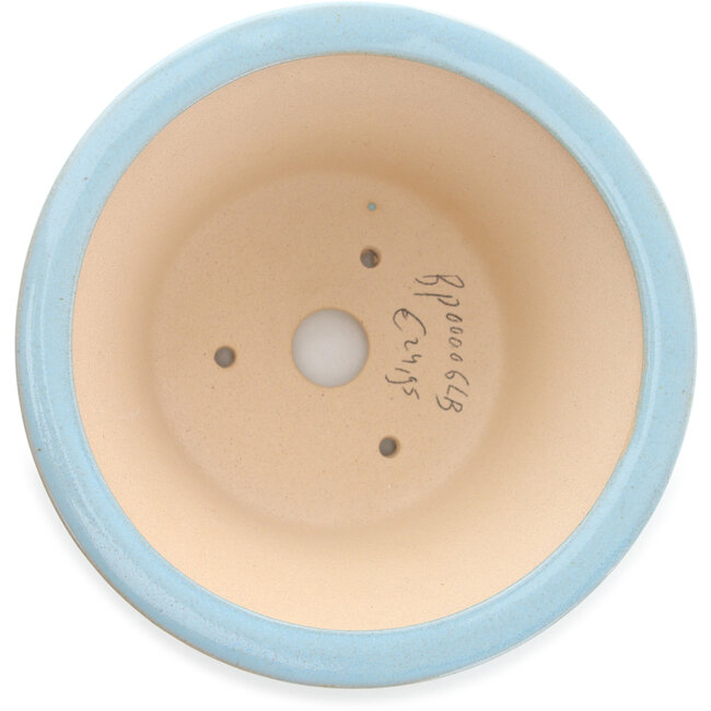 Round light blue bonsai pot by Yixing - 160 x 160 x 80 mm