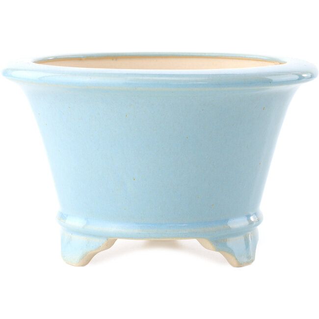 Vaso bonsai rotondo azzurro di Yixing - 170 x 170 x 110 mm