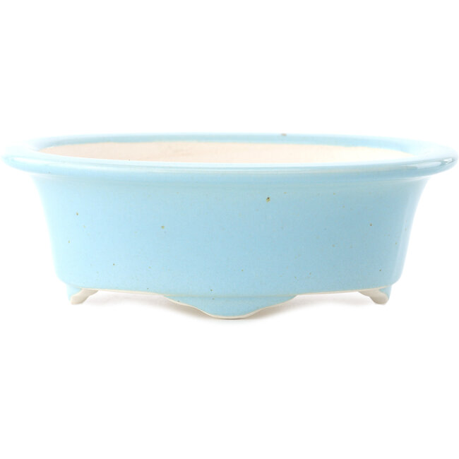 Pot à bonsaï ovale bleu clair par Yixing - 170 x 130 x 60 mm
