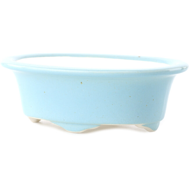 Maceta ovalada para bonsái azul claro de Yixing - 170 x 130 x 60 mm