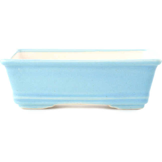 Rectangular light blue bonsai pot by Yixing - 180 x 130 x 50 mm